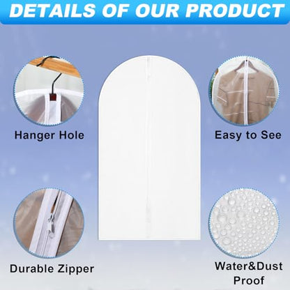 Sintuff 160 Pcs 24'' x 40'' Clear Garment Bags Bulk Clear Hanging Clothes Cover with Full Zipper Hanging Travel Garment Cover Bags for Clothes Storage