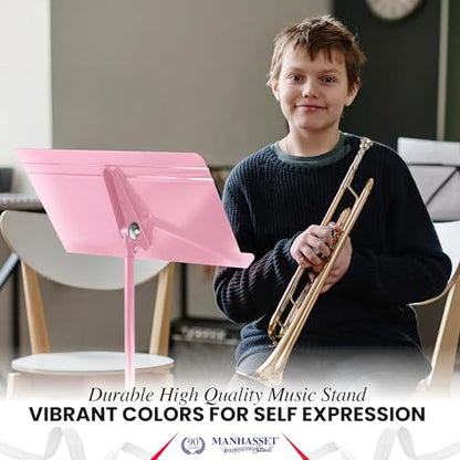 Manhasset Music Stand For Sheet Music - 48 Symphony Model Glossy Pink - 4801PNK - Long Lasting, Durable Manhasset Stand - Adjustable Height - 20" by 12 - color: Pink, Glossy, size: Pack of 1