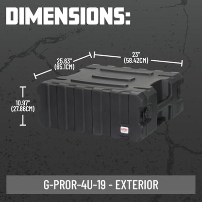 Gator Cases Pro Series 4U Rolling Rack Case with 19" Depth, Tow Handle & Recessed Wheels, Roto Molded Made in USA (G-PROR-4U-19) - size: 4U Rack Space, style: Rolling Rack - 19" Deep