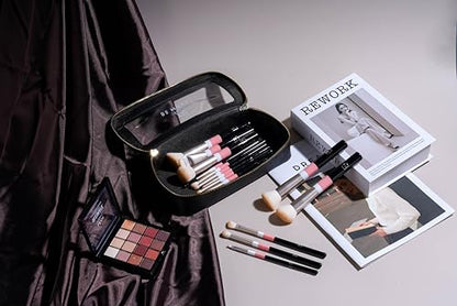 BS-MALL Makeup Brushes Set with Bag 14 Pcs, Travel Friendly Brush Set for Women, Powder Blush Eyeshadow Concealer Foundation Brush, Multi Purpose Daily Use Makeup Brush Kit