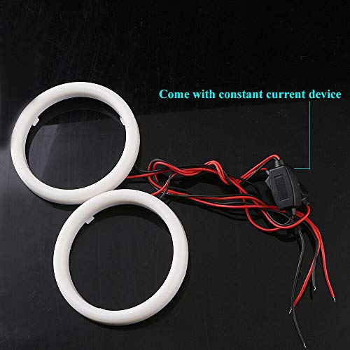 YM E-Bright 80mm White LED Angel Eyes Halo Rings, 1 Pair | Soft cotton-style halo rings with housings create even accent lighting for compatible 12V or 24V vehicle headlamps. - size: 80MM