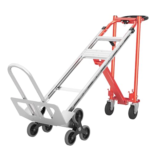 Convertible Hand Truck -1,000 lb Heavy-Duty Aluminum & Steel Dolly, 3-in-1 Mode with Stair-Climbing Wheels & 5" Swivel Casters for Warehouse, Moving, Delivery - size: Stair-climbing wheels with 1000 lbs capacity