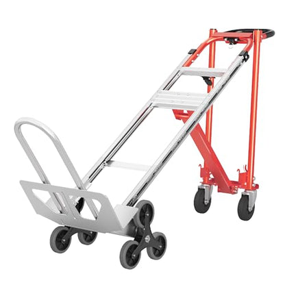 Convertible Hand Truck -1,000 lb Heavy-Duty Aluminum & Steel Dolly, 3-in-1 Mode with Stair-Climbing Wheels & 5" Swivel Casters for Warehouse, Moving, Delivery - size: Stair-climbing wheels with 1000 lbs capacity