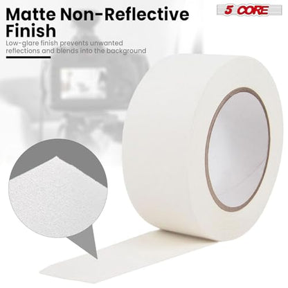 5 CORE Gaffers Tape 2 Inch 30 Yards Professional Pro Gaff Tape Heavy Duty Cotton Non Reflective Matte Finish Water Resistant Residue Free - GFF TP WH - color: White