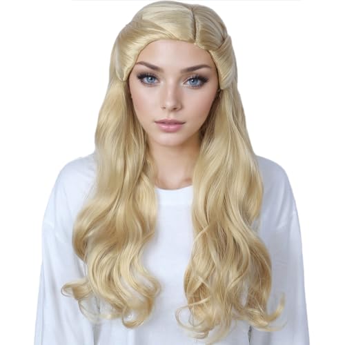 Linfairy Long Curly Wig Halloween Costume Party Cosplay Movie Wig for Women (Blonde) - color: Blonde