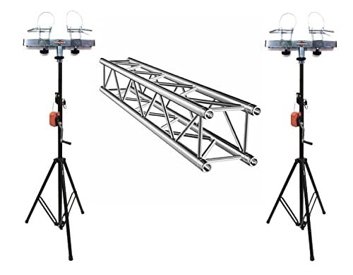 2 Meter 6.56' Aluminum Truss Section With Two 11.6' Crank Up Stands + Adapters