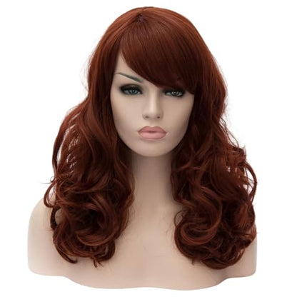 Cying Lin 18" Long Curly Red Brown Beehive Wig Heat Resistance Fiber Synthetic Hair Party Natrual Wigs Peluca (RED BROWN) - color: RED BROWN