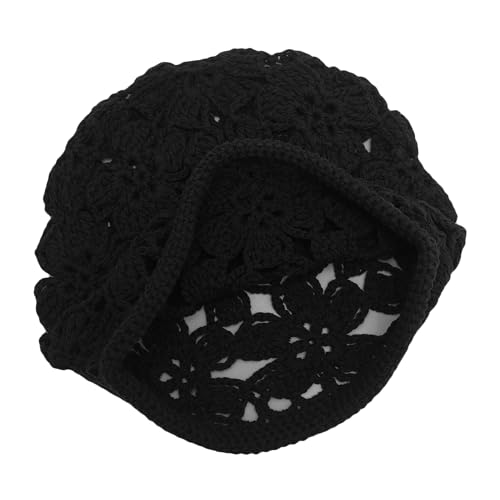 ZLYC Women Cotton Crochet Slouchy Beanie Hat Handmade Knit Summer Skull Cap | Lightweight breathable,boho casual chic look,travel photos festival party,café commute daily wear,beach concert gathering - color: Crochet Black