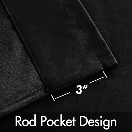 MIULEE Black Velvet Blackout Curtains 84 Inch Long 2 Panels, W40 x L84 | Luxury Super Soft, Thermal Insulated, Room Darkening Drapes, Rod Pocket Design, Window Curtains for Bedroom Living Room - color: Black, size: 40"W x 84"L (Pack of 2)