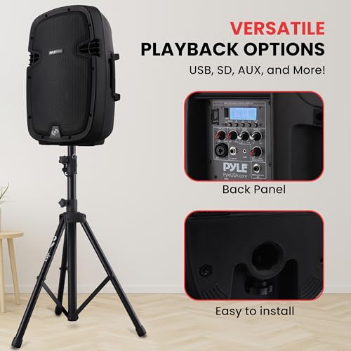 Wireless Portable PA Speaker System - 1000W High Powered Bluetooth Compatible Active + Passive Pair Outdoor Sound Speakers W/USB SD MP3 AUX - 35mm Mount, 2 Stand, Microphone, Remote - Pyle - size: 1000w