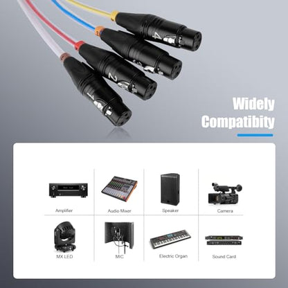 Toronce 4 Channel Professional Multi-Media Snake Cable 4 Pairs Male to Female 3 Pin XLR Balanced Audio Extension Cable (25Feet) - size: 4-Channel _25Ft