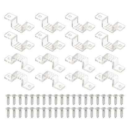 PATIKIL LED Strip Light Clips, 50 Pack Mounting Bracket Soft Fixing Clips Clamp Holders with Screws for 10mm Wide 3528/5050 Neon RGB Light Cable Ribbon, Transparent - size: 10mm
