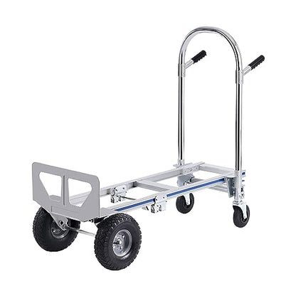 VEVOR Aluminum Truck, 2 in 1, 800 lbs Load Capacity, Heavy Duty Industrial Convertible Folding Hand Truck and Dolly, Utility Cart Converts from Hand Truck to Platform Cart with Rubber Wheels | 2 in 1 Aluminum Truck with Rubber Wheels, Utility Cart Convert