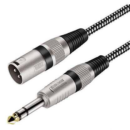XLR Male to 1/4 Inch TRS Cable 10 FT, Nylong Braided XLR 3 Pin Male to Quarter inch 6.35mm TRS Balanced Interconnect Wire Mic Cord (Pure Copper Conductors) - size: 10FT