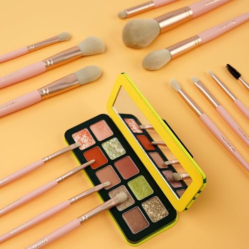 OMANIAC 20Pcs Makeup Brush Set Professional - Cruelty-Free Beauty Gift Kit for Beginners & Women - Premium Synthetic Foundation Eyeshadow Blending Face Powder Brushes with Travel Case (Pink) - color: Rose Gold and Pink