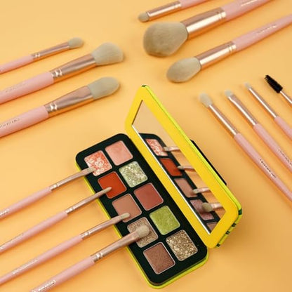OMANIAC 20Pcs Makeup Brush Set Professional - Cruelty-Free Beauty Gift Kit for Beginners & Women - Premium Synthetic Foundation Eyeshadow Blending Face Powder Brushes with Travel Case (Pink) - color: Rose Gold and Pink