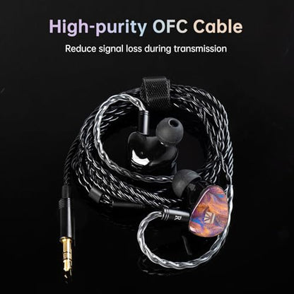 KBEAR KB02 Colorful Resin Shell in Ear Monitor Headphones, Bone Conduction Dynamic Driver Wired Earbuds, IEM Headphones HiFi Earphones with 2Pin 4N OFC Cable 3.5mm Plug for Singers Musicians, Brown - color: Brown