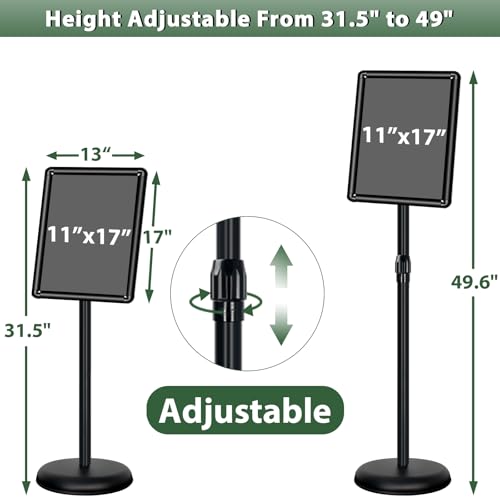 6 Pack Pedestal Sign Holder, 11 x 17" Floor Standing Display Stand - color: Black, size: 11x17in-6p