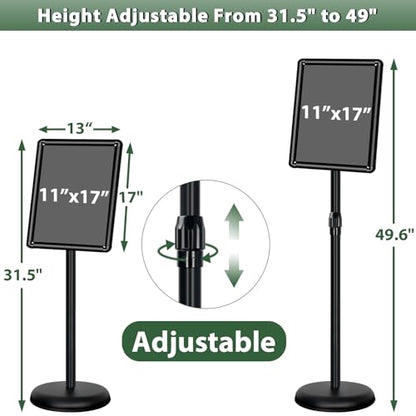 6 Pack Pedestal Sign Holder, 11 x 17" Floor Standing Display Stand - color: Black, size: 11x17in-6p