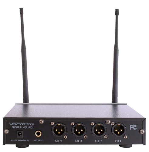 VocoPro Digital-Quad-C-500 4 Channel UHF Tabletop Mic System with Gooseneck Conference Microphones Digital-Quad Receiver - DIGQUADC500
