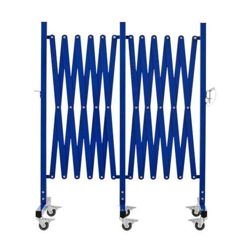 GYMTIME Industrial Expandable Metal Barricade, 16 FT, Blue, Folding Security Gate Safety Barrier with Casters, Flexible Mobile Barrier Gate, Adjustable Traffic Fence - size: 41 in-16 Feet(H-L), style: 16 Feet Blue