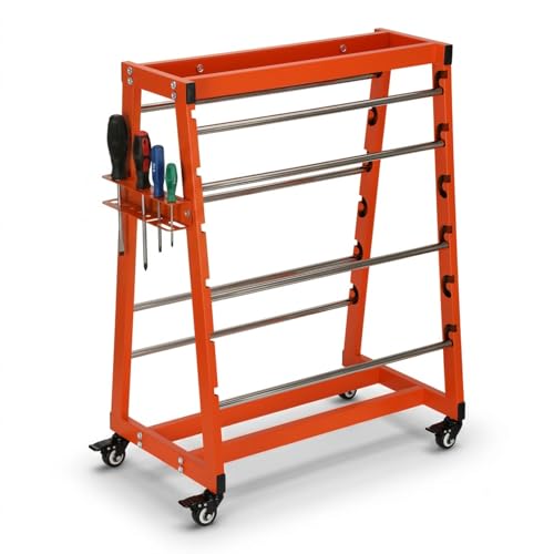 Upgraded Version Wire Spool Rack With Wheels; Heavy-Duty 8-Pole, 400-Pound Load-Bearing Adjustable Wire Spool Rack With Rod (With Tool Tray); Suitable For Electrical, Workshop And Warehouse Use - color: Orange