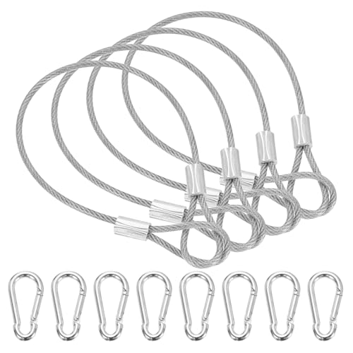 PATIKIL 8 Inch Safety Cable Lock, 4 Pcs 304 Stainless Steel Security Wire Ropes Double Loop Anti-Theft Safety with 8 Spring Buckles for Bicycles Luggage Stage Lighting, Clear - color: Clear, size: 8 Inch