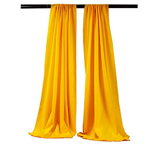 New Creations Fabric & Foam Inc, 5 Feet Wide by 9 Feet High Polyester Backdrop Drape Curtain Panel (2 Panels 5 Ft Wide x 9 Ft High) (Dark Yellow) - color: Dark Yellow