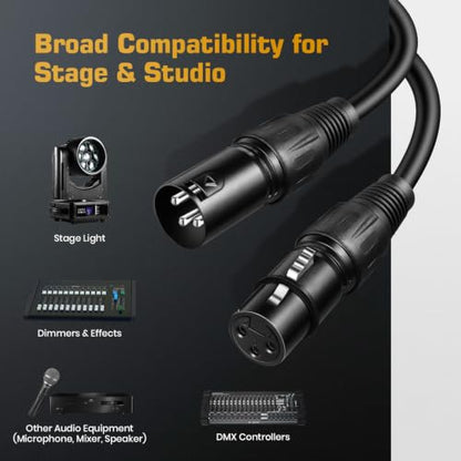 DMX Cable 25ft 4 Pack, Klivon 3-Pin DMX Signal Cables for DMX512 Light - size: 3 Pin 25 FT 4 Pack