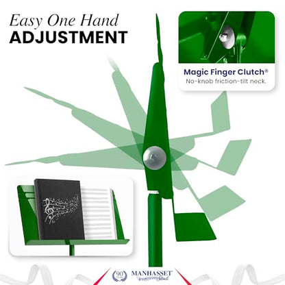 Manhasset Music Stand For Sheet Music - 48 Symphony Model - 4801GRN - Long Lasting, Durable Stand - Adjustable Height - 20" by 12 - color: Green, Glossy, size: Pack of 1