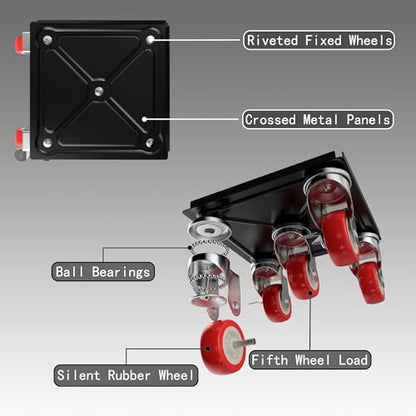 MYUEA Furniture Dolly,Furniture Movers with 5 Wheels,Carbon Steel Panel Heavy Duty Dolly,Maximum Load 1800LBSFurniture Lifter with 5 360° Rotatable Rubber Universal Wheels(Black,4.1x4.1 in) - color: Black, size: 4.1x4.1 IN