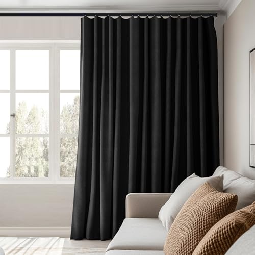 MaKefeile Room Divider Curtains Total Blackout Privacy Curtain Panel Room Thermal Insulated Noise Reduction Curtains for Bedroom Window Living Room Ceiling Track Curtain W 8.3 ft × H 8 ft Black - color: Black, size: 100"W x 96"L (Pack of 1)