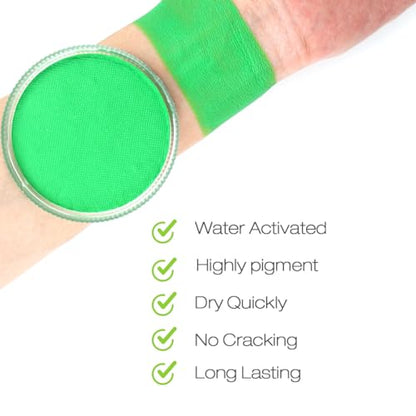 Bowitzki 30g Professional Face Paint Body Paint Water Based Face painting Makeup for Adults Split Cake Single Color Halloween Christmas Party (Light Green) - color: Light Green