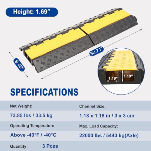 CXRCY Rubber Ramp Cable Protector Ramps Wire Hose Protective 2 Channel Traffic Rubber Plastic Cord Cover Speed Bump for Asphalt Concrete Gravel Driveway Outdoor(3 Pack Foldable 2 Channel) - size: 3 Pack foldable 2 Channel
