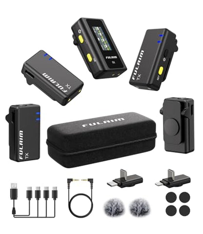 FULAIM X6 Wireless Lavalier Microphones with 4 Transmitter for iPhone, iPad, Android, Camera, Lapel Mic with 48KHz 24Bit, Noise Cancellation for Video Recording, Vlog, YouTube, TikTok