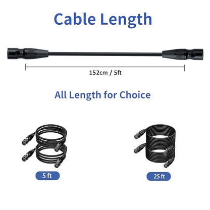 SMALL-EYE 5 Pin DMX Male to Male Cables 5 ft 2-Pack, DMX512 Jumper | True DMX512 Signal, 116Ω Optimized Impedance, Signal Routing, Professional Lighting Systems - size: 5 feet -2 Packs