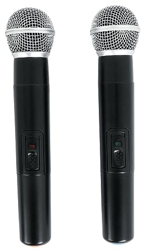 Rockville RAMSYS15 Bundle: (2) 15" Rechargeable DJ/PA Speakers, (2) Tripod Speaker Stands, (2) Wireless Microphones, 1000W Peak, Bluetooth, USB/SD, TWS, for Parties & Events, 6-Items