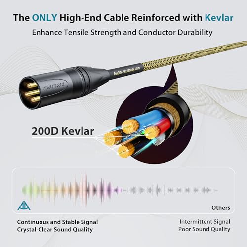 AA AUDIO ACCESSORY Gold Series Star Quad XLR Cables 20ft Handmade Mic Cord - size: 20ft, 1 Pack, style: Gold Series, Neutrik