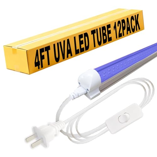 LED Black Light 4Ft Linkable Bar 12PACK, LED 40W Integrated T8 Bulb Blacklight Fixture, UVA 395NM 400NM for Fluorescent Tapestry Poster Body Paint Glow Party - size: 4FT 12PACK