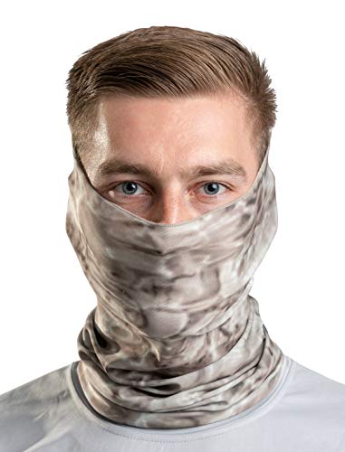 Aqua Design Fishing Hunting Masks Neck Gaiter: Men and Youth UPF 50+ Sun Mask Protection: Camo Face Cover Balaclava Bandana - color: Pacific Sand, size: Small