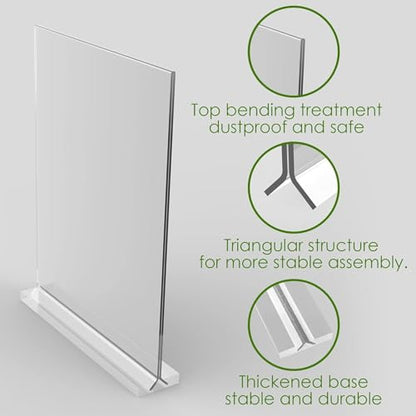 newnewshow 5x7 Acrylic Sign Holder 3Pack, Double-Sided Display Stand, Plastic Card Holder for Business, Office, Party - size: 3 pack