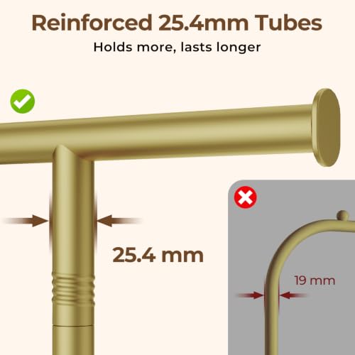 HYSEYY Clothes Rack, Clothing Rack for Hanging Clothes, Rolling Garment Rack Sturdy Coat Rack Portable Wardrobe Rack Metal Closet Rack for Bedroom Laundry Living Room, Warm Gold - color: Warm Gold