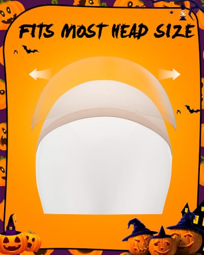 Hoedia 2-Pack Latex Bald Caps for Adults with 2 PCS Wig Caps, 12.9x7.48 in | Bald Head Wig Cap for Adults Women Men, Costume Accessories for Halloween Makeup Party, Themed Cosplay - size: 12.9x7.48 Inch