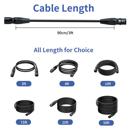 SMALL-EYE 5 Pin DMX Cables 3 ft 4-Pack, 4-Core Male to Female | 16Ω Optimized Impedance, Stable Signal Transmission, Reliable Connector Fit, Professional Lighting Systems - size: 3 feet -4 Packs