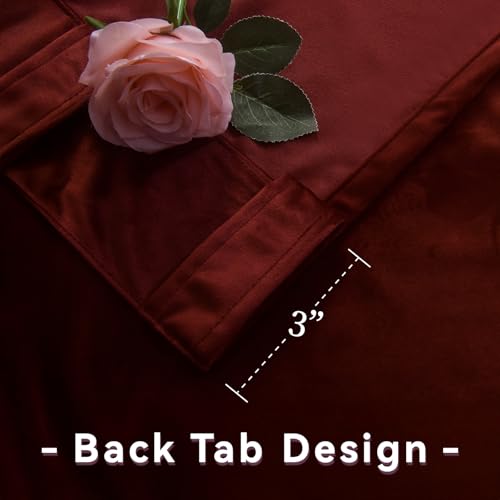 Roslynwood Luxury Soft Burnt Ochre Velvet Curtains 96 inches Long Back Tab Thermal Insulated Blackout Window Drapes for Living Room/Bedroom/Dining Room, W52 x L96, 2 Panels - color: Burnt Ochre, size: 52"W x 96"L (Pack of 2)