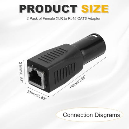 MECCANIXITY 2 Pcs XLR 5pin to RJ45 Female Adapter XLR Male to RJ45 Network Connector Use Cat6 Ethernet for DMX-CON Controller Series, Black - style: Male 5-Pin