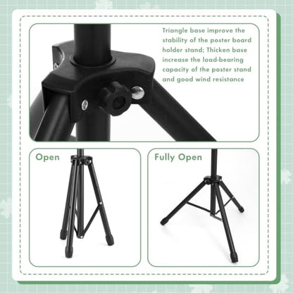 Harloon 3 Pcs Adjustable Metal Poster Stands for Display, Double Sided | Portable Retractable Tripod Easels, 46.5" to 83.5", for Art Boards, Wedding Welcome Signs, Trade Shows and Holiday Displays