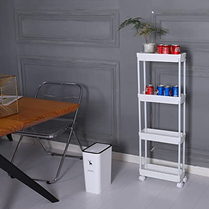 Sooyee 4 Tier Slim Rolling Cart, Utility Storage Cart with Wheels,White - color: White, size: Slim 4 Tier