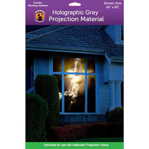 Holographic Rear Projection Screen with Mounting Hardware for Projecting Halloween Videos (40" x 60" Gray) - size: 40" x 60" Gray