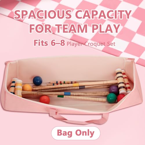 39'' Croquet Set Storage Bag, Travel Sports Carrying Bag for Croquet Set | Large Capacity, Croquet Mallet Storage Goalball Bat Organizer, for Holding 6 or 8 Players Set, Croquet Stick Tote, Bag Only